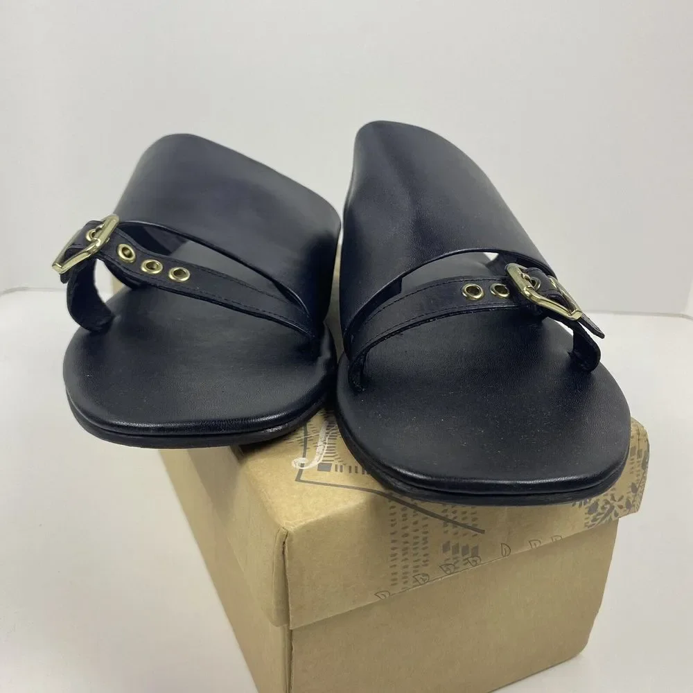 New Free People Women's‎ Size 11 Mila Flats Sandal Slides Black Minimalist Boho